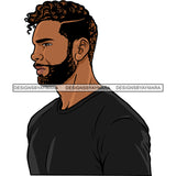 Afro Handsome Sexy Black Man Bearded Side View Model Fashion Male Guy Stylish Close-up Macho Manly SVG PNG JPG Files For Cutting