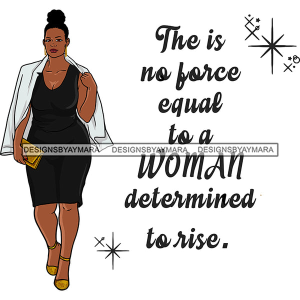 Afro Woman Model Life Quote Thick Sexy Black Dress White Jacket Diva Nubian Black Girl Magic Up Do Bun Hair SVG JPG PNG Cutting Files For Silhouette Cricut