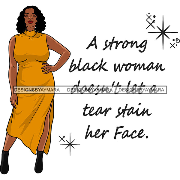 Afro Woman Model Life Quote Thick Sexy Yellow Dress Diva Nubian Black Girl Magic Curly Hair SVG JPG PNG Cutting Files For Silhouette Cricut