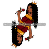 Afro Woman Upside Down Crown Flower Long Hairstyle SVG Cutting Files For Silhouette Cricut More