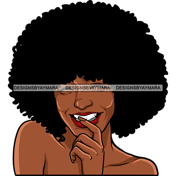 Afro Attractive Lady Smiling Portrait Nude Nubian Melanin Afro Hair Style SVG PNG JPG Cutting Files For Silhouette Cricut More