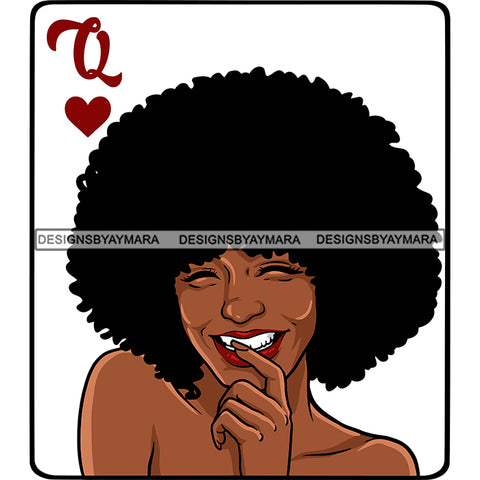 Queen Of Hearts Card Casino Poker Game Afro Woman Nude Model Black Magic Afro Hair SVG JPG PNG Cutting Files For Silhouette Cricut More