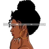 Afro Attractive Lady Side View Portrait Nude Nubian Melanin Up Do Hair Style SVG PNG JPG Cutting Files For Silhouette Cricut More