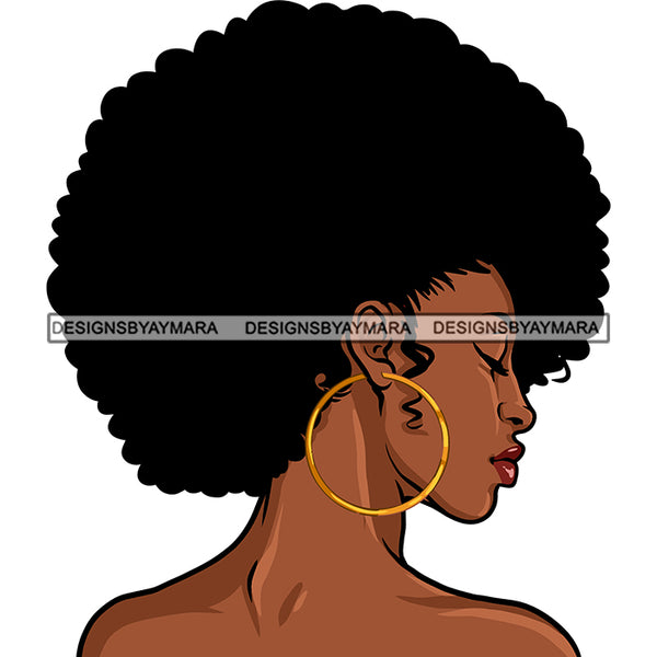 Afro Attractive Lady Side View Portrait Nude Nubian Melanin Afro Hair Style SVG PNG JPG Cutting Files For Silhouette Cricut More