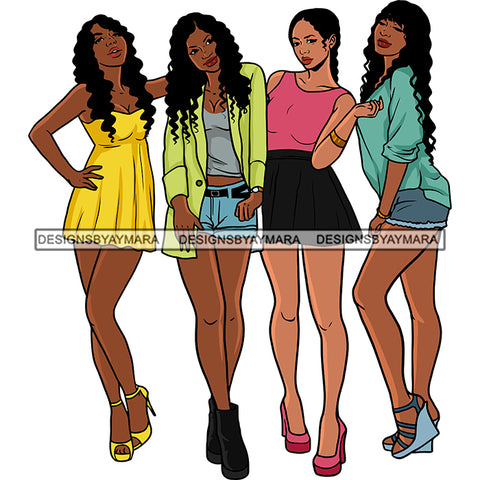 Afro Young Women Together Petite Black Sistas Sexy Nubian SVG JPG PNG Vector Clipart Cricut Silhouette Cut