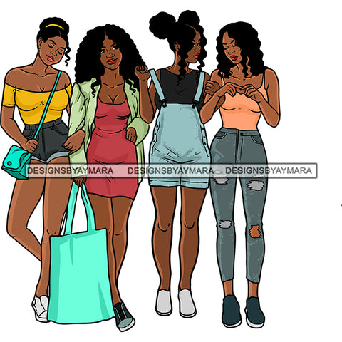 Afro Young Women Together Petite Black Sistas Sexy Nubian SVG JPG PNG Vector Clipart Cricut Silhouette Cut