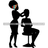 Afro Women Hair Stylist Black Silhouette Beauty Salon Hair Dresser Colorful Headband SVG PNG JPG Cutting Files For Silhouette and Cricut