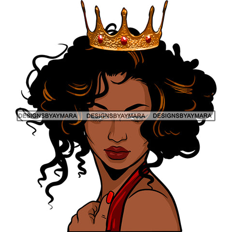 Afro Queen Sexy Black Woman Portrait Nubian Curly Hairstyle SVG Cutting Files For Silhouette Cricut More