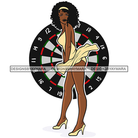 Sexy Black Woman In White Dress Lucky Spin The Wheel Melanin Nubian Black Girl Magic African American Lady SVG JPG PNG Vector Clipart Cricut Silhouette Cut Cutting