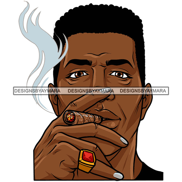 Gangster Black Man Smoking Cigarette Cigars Weed Smoke SVG JPG PNG Vector Clipart Cricut Silhouette Cut Cutting