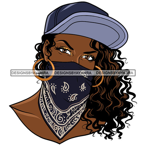 Gangster Black Woman Wearing Ghetto Ski Mask Hat Robber criminal Melanin Nubian Black Girl Magic African American Lady SVG JPG PNG Vector Clipart Cricut Silhouette Cut Cutting