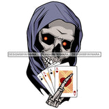 Horror Skeleton Scary Bone Skull Head Evil Face Holding Playing Cards  SVG JPG PNG Vector Clipart Cricut Silhouette Cut Cutting