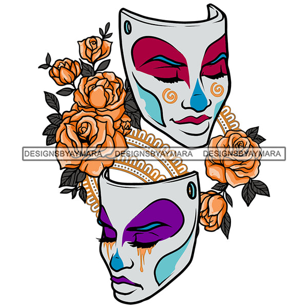 Colorful Masks Carnival Mask  Rose Flowers SVG JPG PNG Vector Clipart Cricut Silhouette Cut Cutting