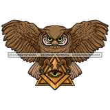 All Seeing Eye Gold Great Horned Owl Wings SVG JPG PNG Vector Clipart Cricut Silhouette Cut Cutting