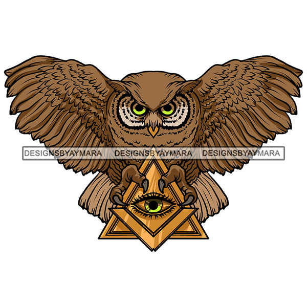 All Seeing Eye Gold Great Horned Owl Wings SVG JPG PNG Vector Clipart Cricut Silhouette Cut Cutting