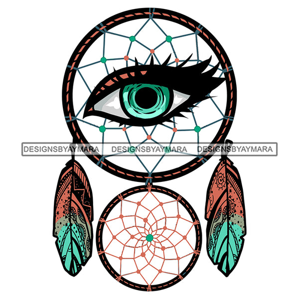 All Seeing Eye Double Dream Catcher Leaves SVG JPG PNG Vector Clipart Cricut Silhouette Cut Cutting