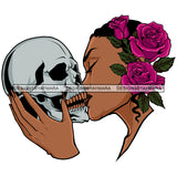 Scary Horror Skeleton Skull Head Gold Teeth Black Woman True Love Soulmates Couple True Love Partners SVG JPG PNG Vector Clipart Cricut Silhouette Cut Cutting
