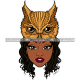 Great Horned Owl Black Woman Melanin Girl Magic African American Lady SVG JPG PNG Vector Clipart Cricut Silhouette Cut Cutting