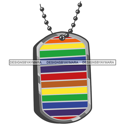 Rainbow Colorful Pendent Chain Necklace Gay Pride SVG JPG PNG Vector Clipart Cricut Silhouette Cut Cutting