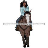 Cowgirl Riding Horse Black Girl Hat Black Hairs Black Woman Magic Melanin Nubian African American Lady SVG JPG PNG Vector Clipart Cricut Silhouette Cut Cutting
