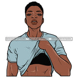 Gay Black Boy Homosexual Wearing Black Bra Hairs Sky Blue Shirt Body builder African Man SVG JPG PNG Vector Clipart Cricut Silhouette Cut Cutting