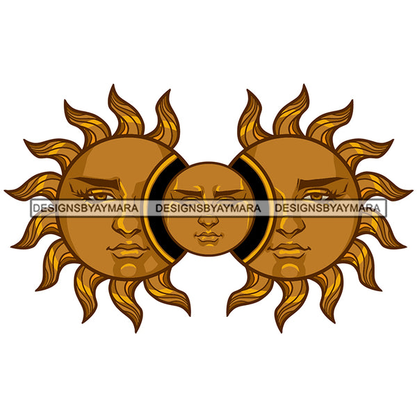 Sun Face Couple True Love With Child Kid Suns Faces Family SVG JPG PNG Vector Clipart Cricut Silhouette Cut Cutting