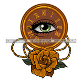 All Seeing Eye Gold Roman Clock Yellow Rose Flower SVG JPG PNG Vector Clipart Cricut Silhouette Cut Cutting