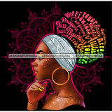 Prayers Wise Diva Afro Black Woman  Words Headwrap Gold Hoops Earrings  JPG PNG  Clipart Cricut Silhouette Cut Cutting
