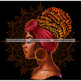 Prayers Wise Diva Afro Black Woman  Words Mauve Headwrap Gold Hoops Earrings  JPG PNG  Clipart Cricut Silhouette Cut Cutting