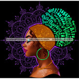 Flawless Prayers Wise Diva Afro Black Woman  Words Gold Headwrap Green Hoops Earrings  JPG PNG  Clipart Cricut Silhouette Cut Cutting
