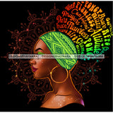 Flawless Wise Power Diva Afro Black Woman  Words Green Headwrap Gold Hoops Earrings  JPG PNG  Clipart Cricut Silhouette Cut Cutting