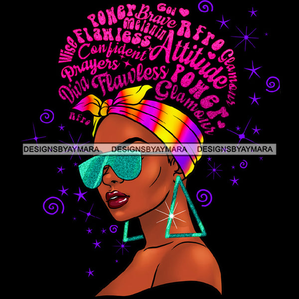 Bundle 5 Afro Woman Messy Bun Puff Brave Flawless Attitude Power Hair Quotes Black Girl Magic Melanin Popping Nubian Queen JPG PNG Clipart