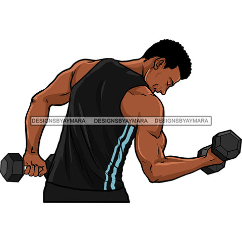 Black Man Working Out With Weights JPG PNG  Clipart Cricut Silhouette Cut Cutting