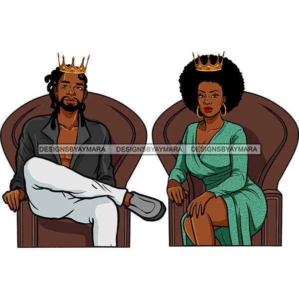 King And Queen Sitting On There Thrones JPG PNG  Clipart Cricut Silhouette Cut Cutting