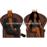 King And Queen Sitting On There Thrones JPG PNG  Clipart Cricut Silhouette Cut Cutting