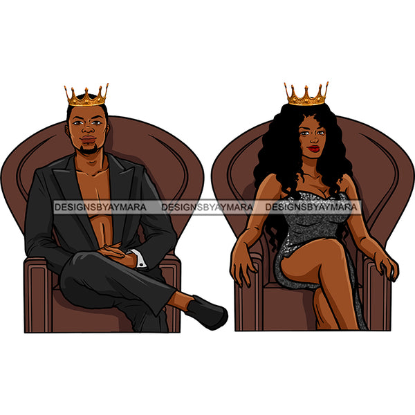 King And Queen Sitting On There Thrones JPG PNG  Clipart Cricut Silhouette Cut Cutting