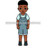 Cute Little Black Boy In Overalls Afro JPG PNG  Clipart Cricut Silhouette Cut Cutting