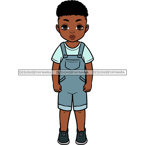 Cute Little Black Boy In Overalls Afro JPG PNG  Clipart Cricut Silhouette Cut Cutting