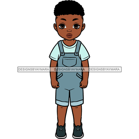 Cute Little Black Boy In Overalls Afro JPG PNG  Clipart Cricut Silhouette Cut Cutting