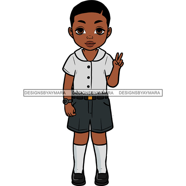 Cute Little Black Boy In Shorts JPG PNG  Clipart Cricut Silhouette Cut Cutting