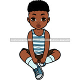 Cute Little Black Boy In Shorts Sitting Down JPG PNG  Clipart Cricut Silhouette Cut Cutting