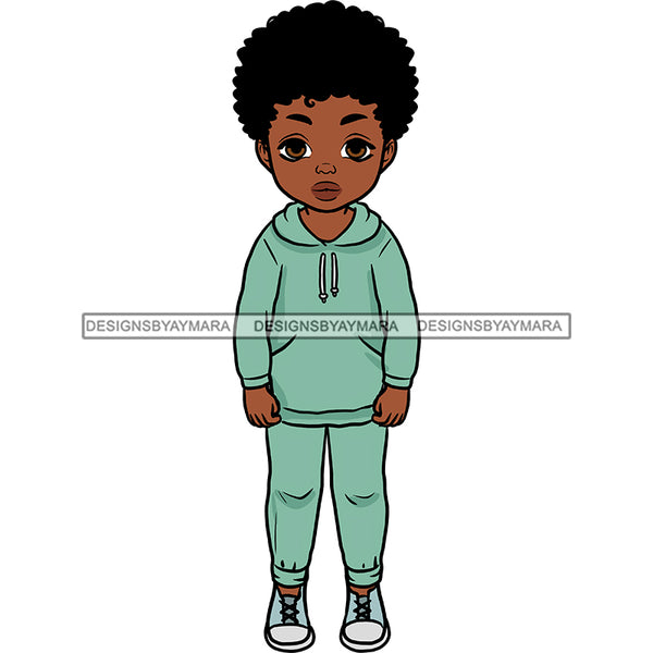 Cute Little Black Boy In Sweat Suit JPG PNG  Clipart Cricut Silhouette Cut Cutting