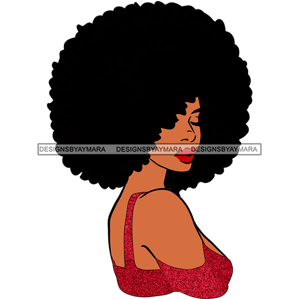 Black Queen In Red With Big Afro  JPG PNG  Clipart Cricut Silhouette Cut Cutting