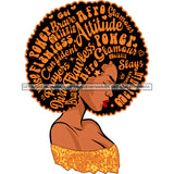 Black Queen In Gold With Big Afro Words  JPG PNG  Clipart Cricut Silhouette Cut Cutting