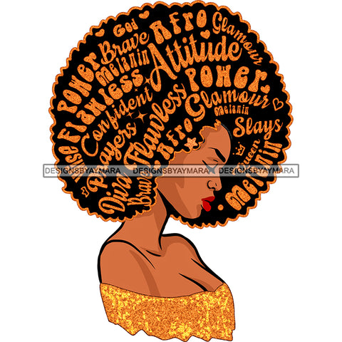 Black Queen In Gold With Big Afro Words  JPG PNG  Clipart Cricut Silhouette Cut Cutting