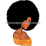 Black Queen In Gold With Big Afro  JPG PNG  Clipart Cricut Silhouette Cut Cutting