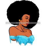 Black Queen In  Blue Glitter With Big Afro  JPG PNG  Clipart Cricut Silhouette Cut Cutting