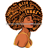 Black Queen In  Gold Glitter With Big Afro Words JPG PNG  Clipart Cricut Silhouette Cut Cutting