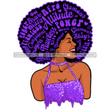 Black Queen In  Purple Glitter With Big Afro Words  JPG PNG  Clipart Cricut Silhouette Cut Cutting