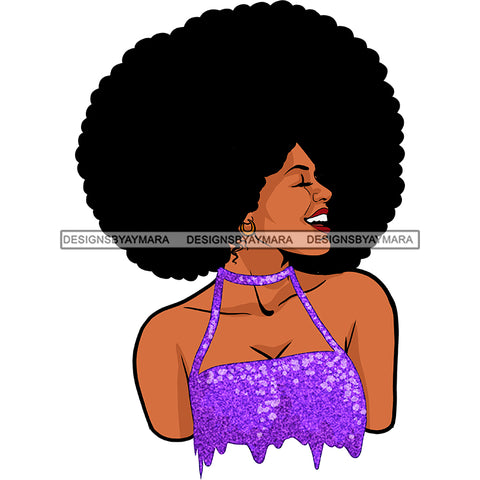 Black Queen In  Purple Glitter With Big Afro   JPG PNG  Clipart Cricut Silhouette Cut Cutting
